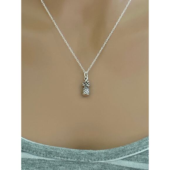 Sterling Silver 3D Oxidized Pineapple Necklace - Picture 2 of 5